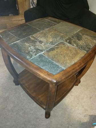 Solid wood & granite end table!Â