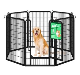 Dog Playpen 40in 8 Panels Portable Fence for Indoor Yard Camping