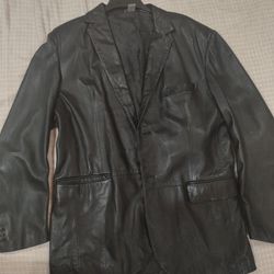 L- Black Leather Jacket By Concepts Claiborne, Great Condition Used Once.