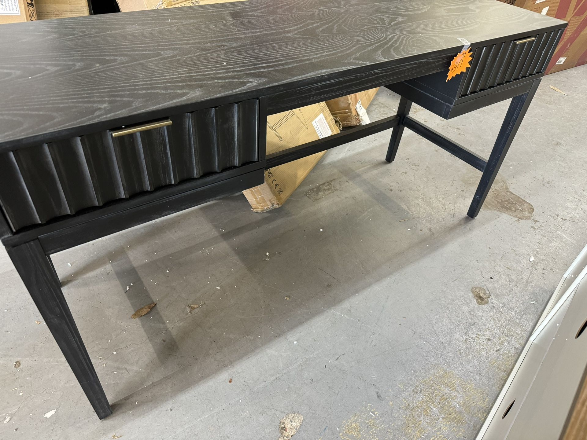 60” New Black Desk With Gold Handles Fully Assembled