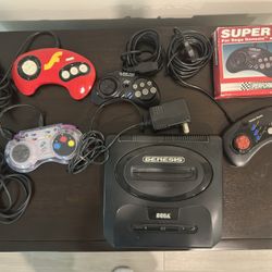 Sega Genesis Console with 5 Controllers