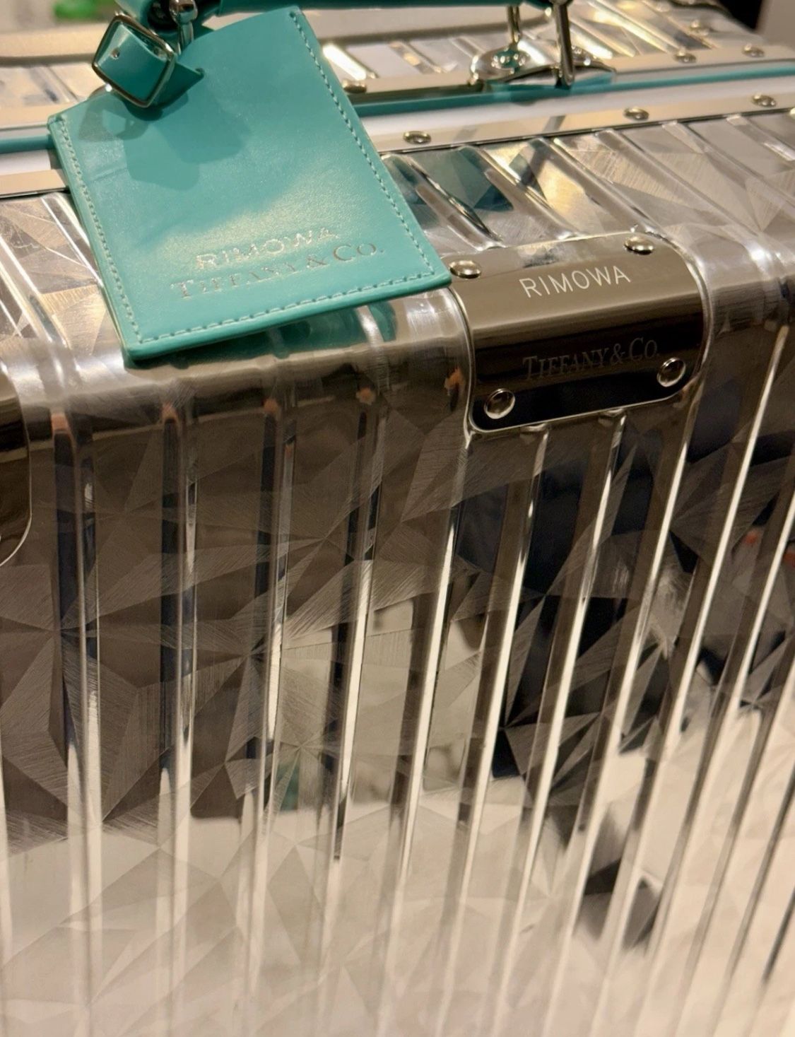 Authentic Rimowa x Tiffany & Co. Rock Cut Cabin Silver Rolling Suitcase