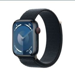 Apple Watch Series 9 With Blood Oxygen GPS + Cellular 45mm Midnight Aluminum Case with Midnight Sport Loop