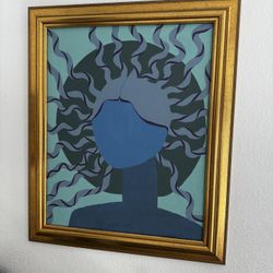 Acrylic Hand Painted Medusa Painting Picture Art Gold Framed