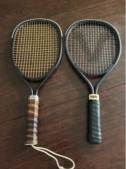 Pair of two vintage recreational tennis rackets