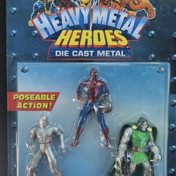 Marvel: EHeavy Metal Heroes: Spiderman, Silver surfer And Dr Doom: Poseable Die cast Figures 