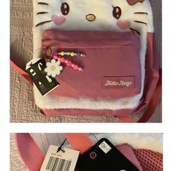 HELLO KITTY Full Size Fuzzy & Canvas Black (NWT)
