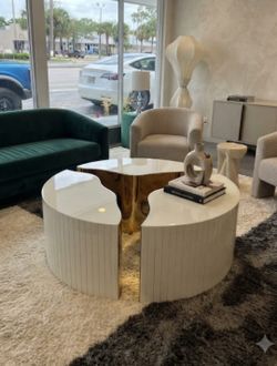 DESIGN COFFEE TABLE WHOTE GLOSSY GOLD