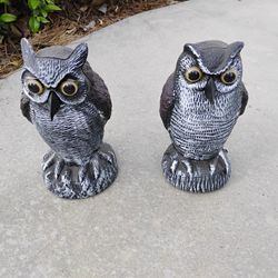 Fake Owls, Plastic Owl Statue to Decorate The Garden, Porch Pool Patio Yard, Decorations for Outdoor Garden, 8.3 in Height, Brown and White