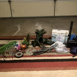 Aquarium Supplies Bundle – Filter, Air Pump, Decorations, Gravel