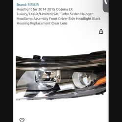 2014- 2015 Kia Optima Turbo Replacement Driver Side Headlight 