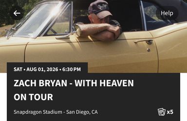 Zach Bryan tickets 8/1 San Diego Ca