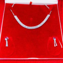 American Diamond Necklace With Earrings For Women’s And Girls