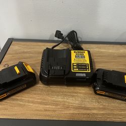 New DEWALT 20V Lithium-Ion (2X) 1.5Ah Batteries & Charger