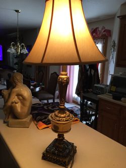 Antique three way light marble base ,Green Bay ,Wis
