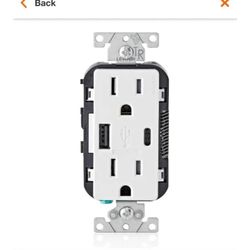 Leviton15 Amp Decora Type A and C USB Charger Tamper-Resistant Outlet, White