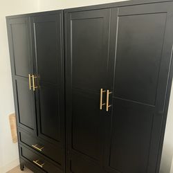 (2) Metal Armoire Wardrobe Closets, 71”