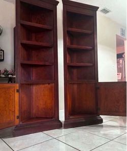 Pair Of Corner Bookshelves 23.5”Lx16”Wx73”H