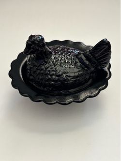 Black Mini Mosser Hen on Nest