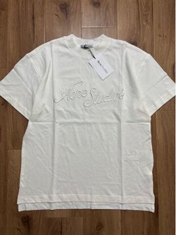 White acne studios cursive logo tee size-M