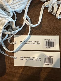 NWT White Fox Swim Sea Breeze Bikini Set White Rib (S/M)