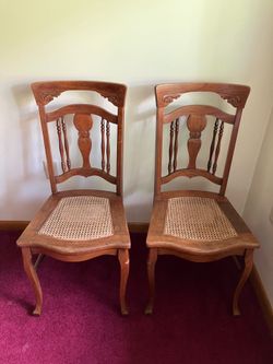 Antique Victorian Set of 2 Wooden Cane Seat Chairs- 2/$30.00
