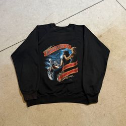 RARE Vintage 1986 3D Emblem Motorcycle Sweatshirt Happiness Is Biker Black 80s