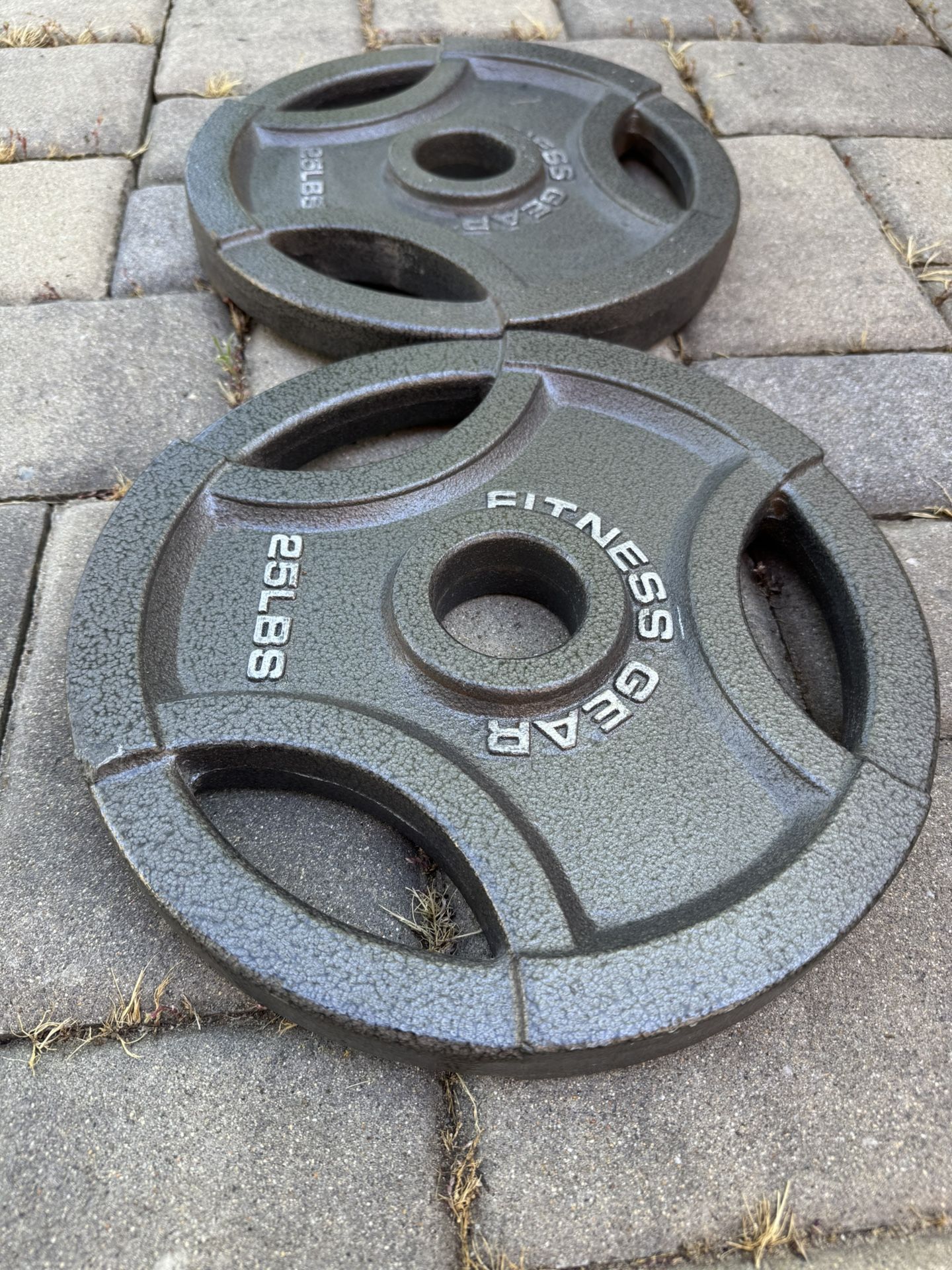 Pair Of 25 Pound Fitness Gear Olympic Weights