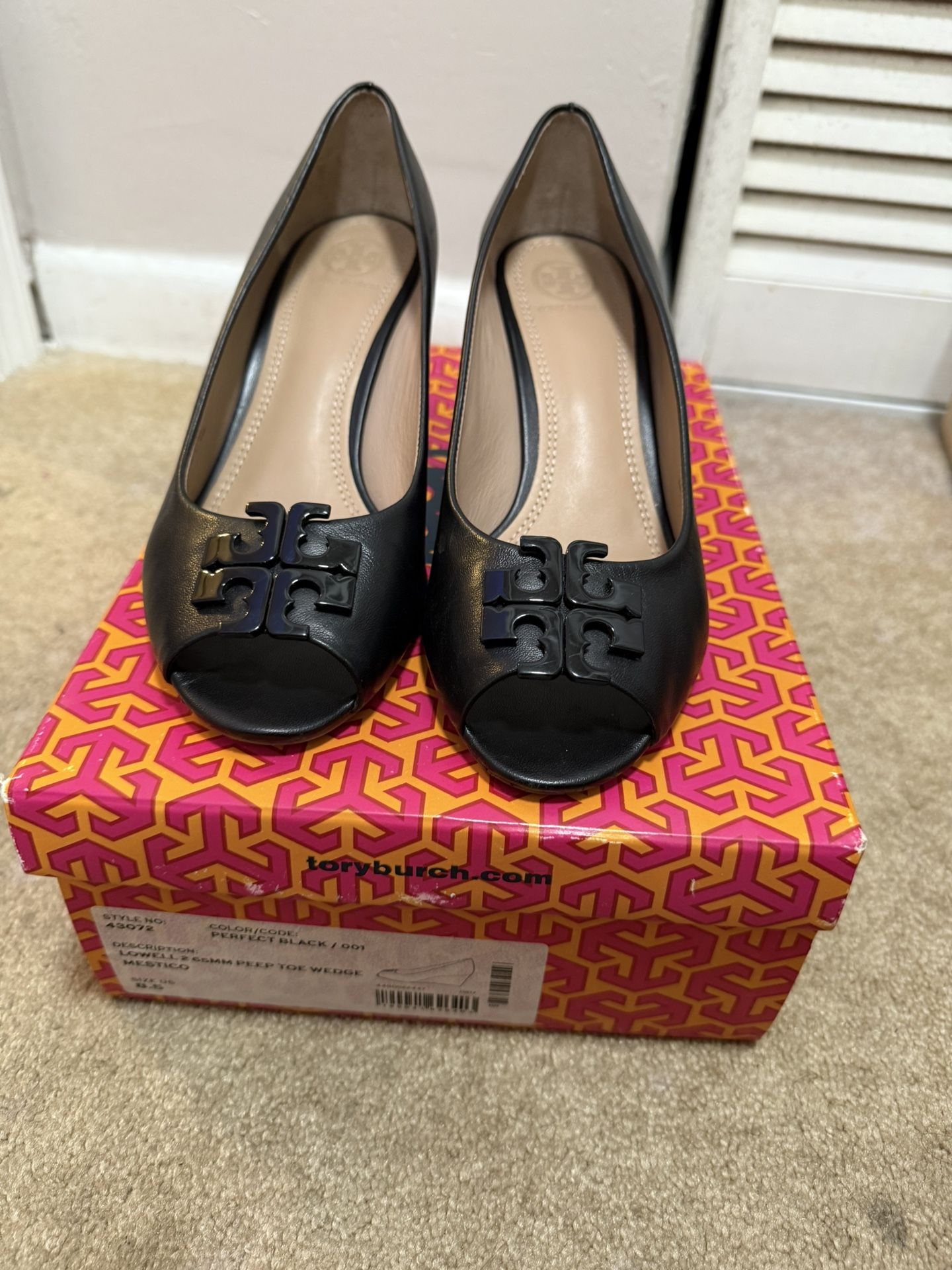 Tory Burch Peep Toe Wedge – Size 8.5 | Excellent Condition