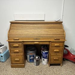 Solid Oak Antique Roll Top Desk - Great Condition!