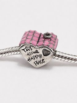 Pandora Pink Heart House “This is Our Happy Place” Sterling Silver Charm 792249C00