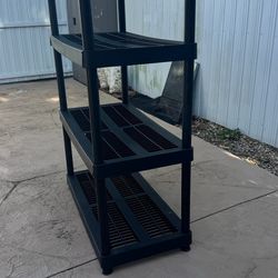 Plastic shelve and metal basket