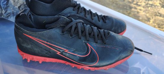 Nike kids soccer shoes red and black
