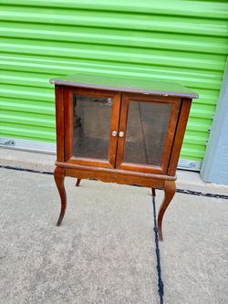 Glass Display Cabinet – Wooden Curio Cabinet – Storage Cabinet – Vintage Style