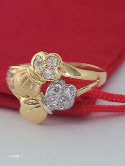 18K Yellow Gold White Tourmaline Cocktail Ring Size 7.75, Solid Gold/ Anillo de Oro con Turmalinas Blancas! 👌🎁Post Tags: 14k 18k
