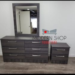 Dresser Whit Mirror And 1 Nightstands 