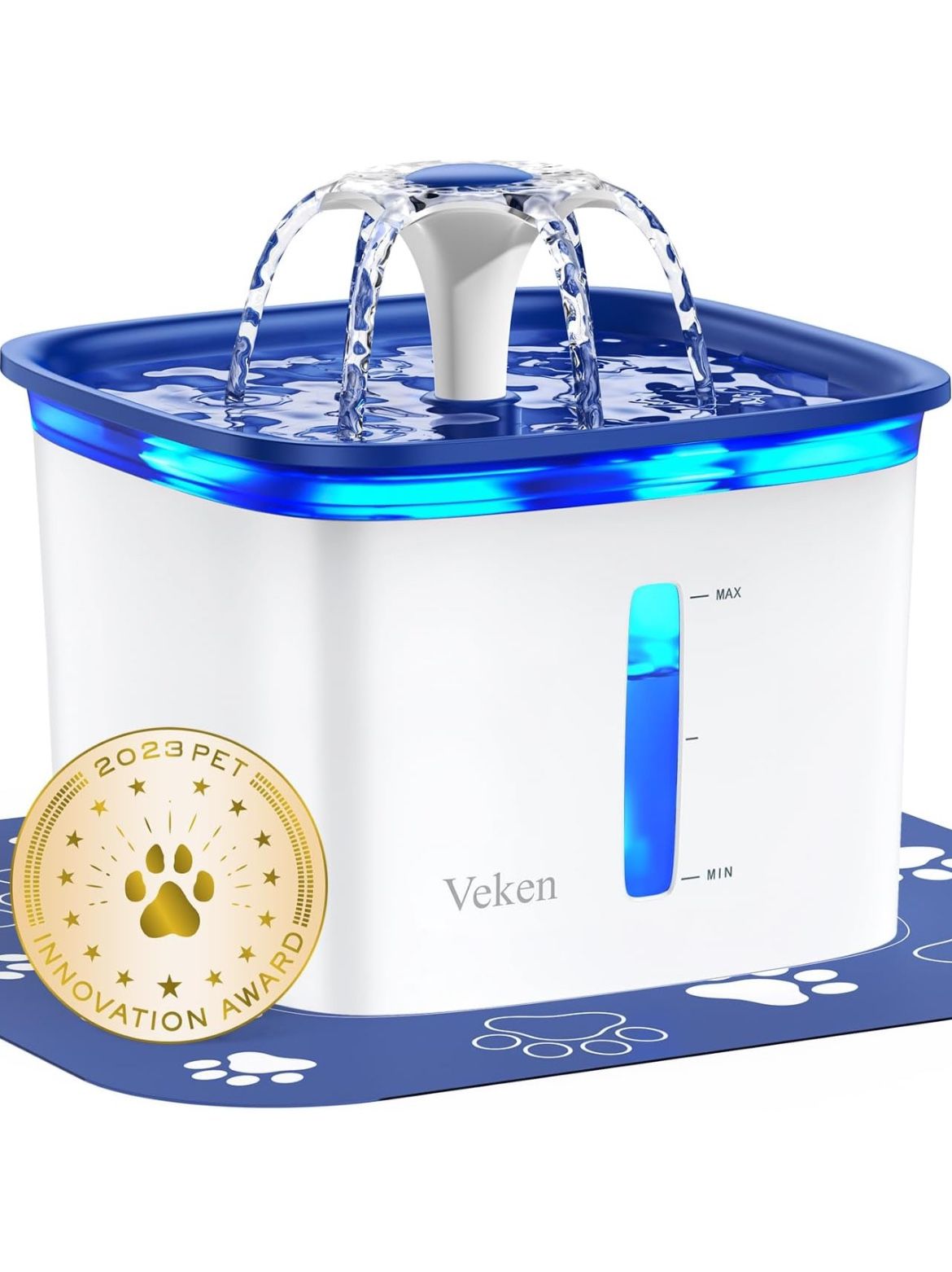 Veken 95oz/2.8L Pet Fountain, Gifts for Dad, Automatic Cat Water Fountain Dog Water Dispenser with Replacement Filters for Cats, Dogs, Multiple Pets (