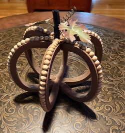 Wooden Beaded Decorative Pumpkin. Read description 1st