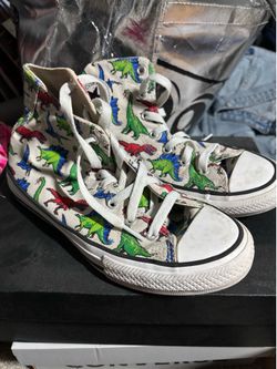 White Converse Dinosaur Shoes