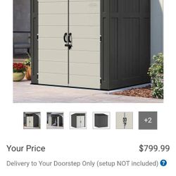  Suncast 6' x 5' Modern Shed, is $799.99 in Costco