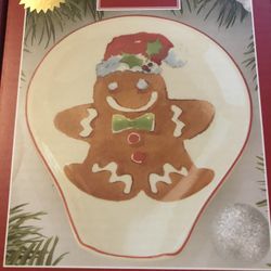 Lenox Glass Spoon Holder w/Gingerbread design