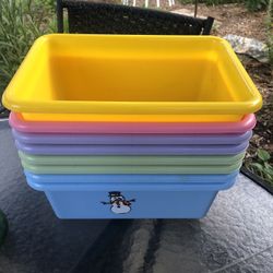 Eight - 10X7x5” Assorted Colorful Organizer Bins