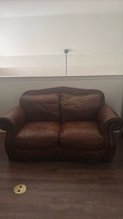 Brown leather couch