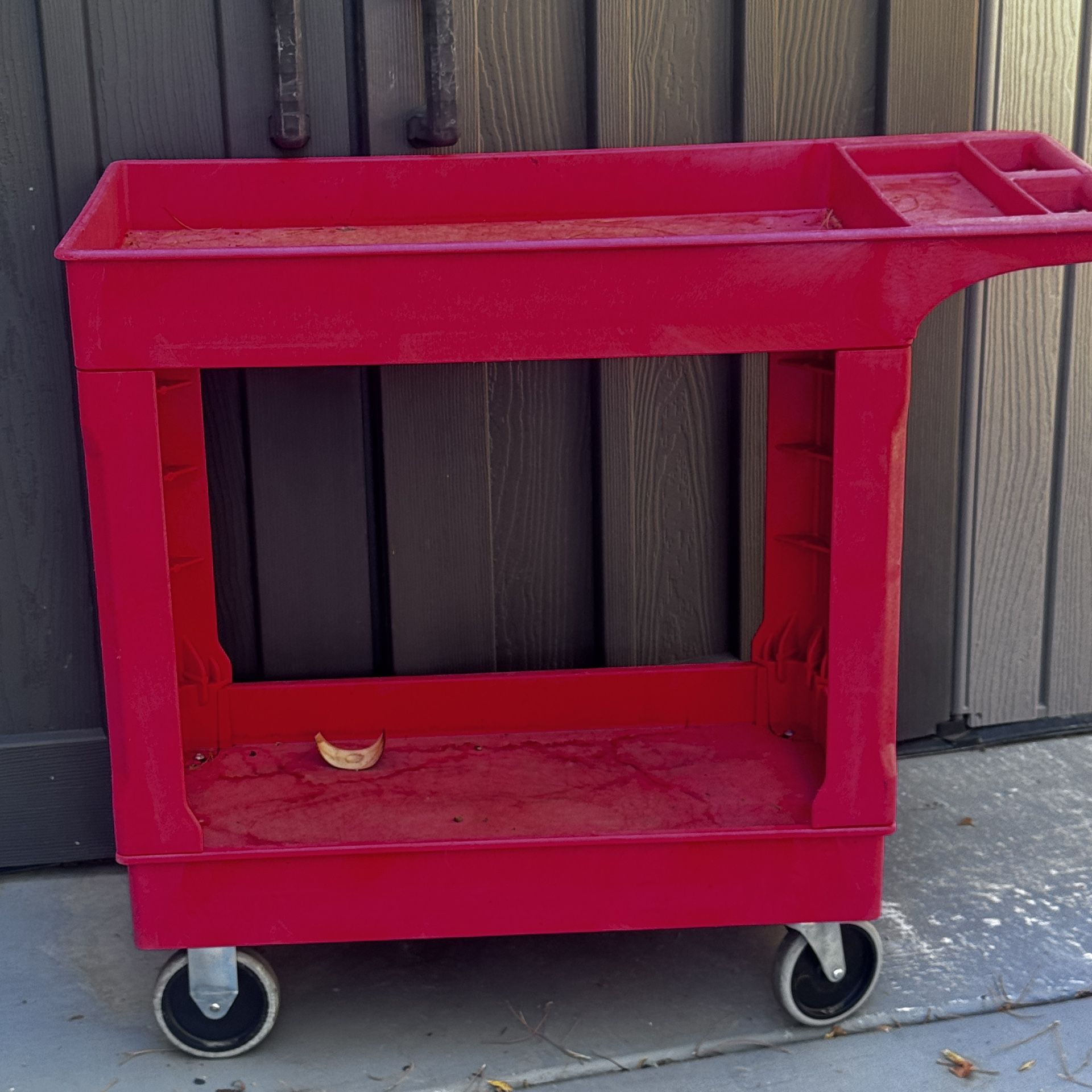 For Sale – Heavy Duty Utility Cart • Durable plastic build with strong metal casters • Perfect for garage, workshop, or storage use • Smooth rollin