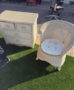 White Dresser and Chair Set
