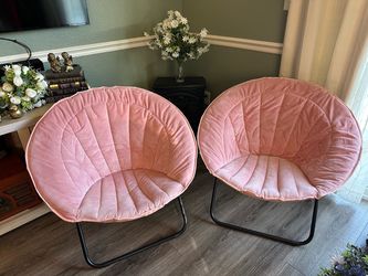 Kids Pink Saucer Chairs with Metal Frame – Set of 2