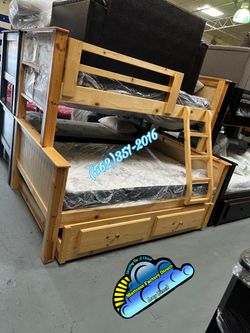 Twin Full Sturdy Pine Bunk Bed 🚚