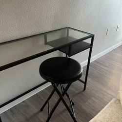 Black ikea Desk With Stool