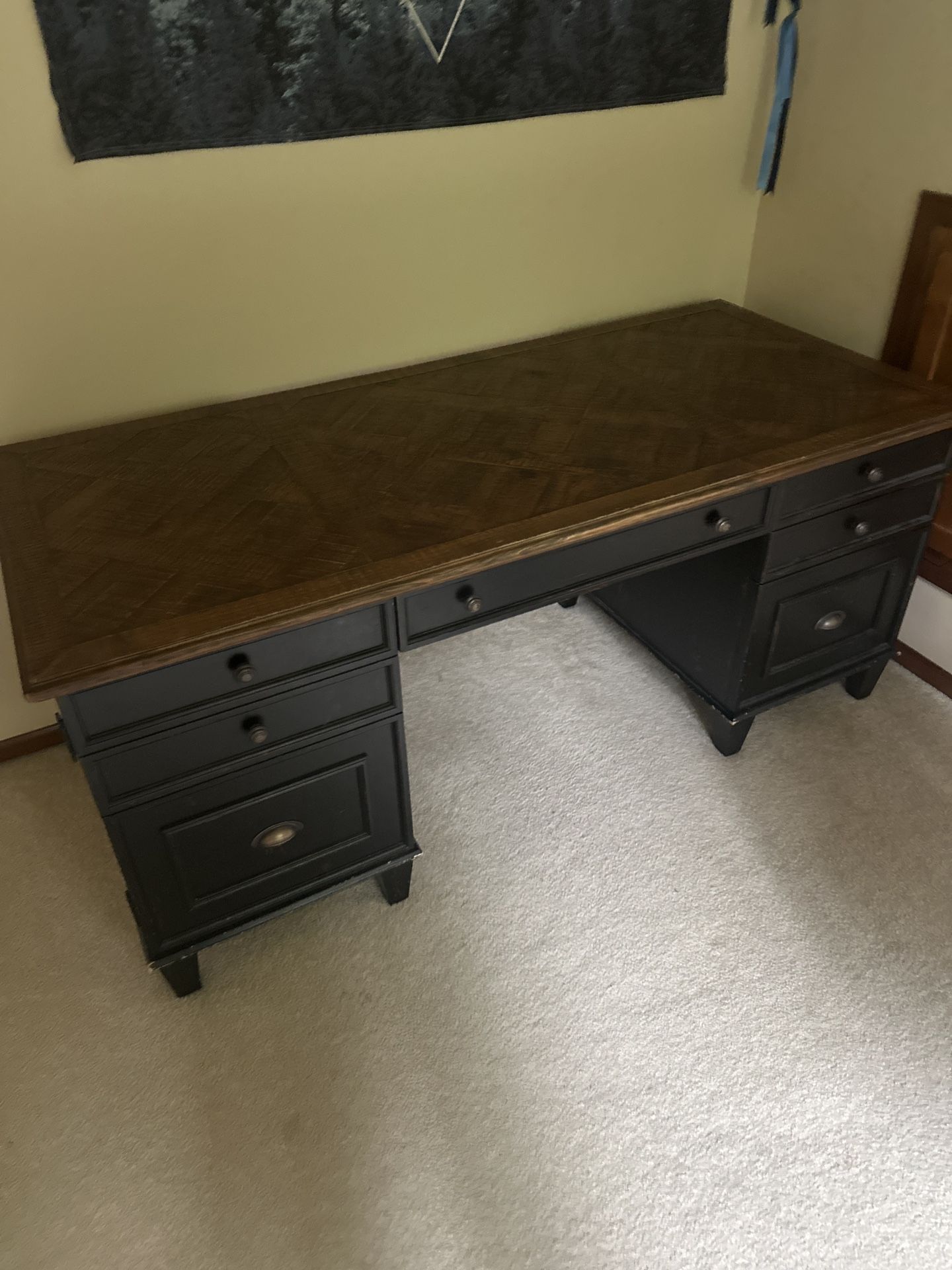 Arhaus “Alderson” Executive Desk – 3-Piece Solid Wood