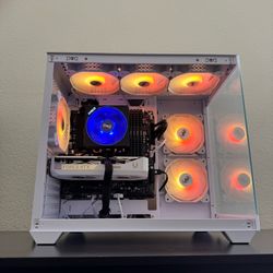 Custom Whiteout Ryzen RTX Gaming PC Computer – RTX 5060, Ryzen 5 5500, 24GB RAM, 1TB NVMe + 4TB HDD